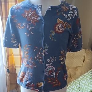 Christopher & Banks Blue Floral Top